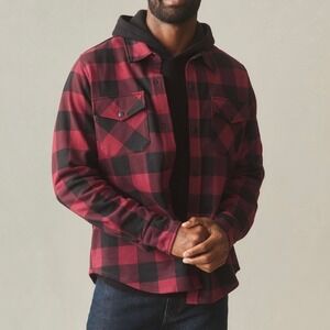 NWOT American Giant Unisex Redwood Fleece Overshirt Red Plaid Jacket M Shacket